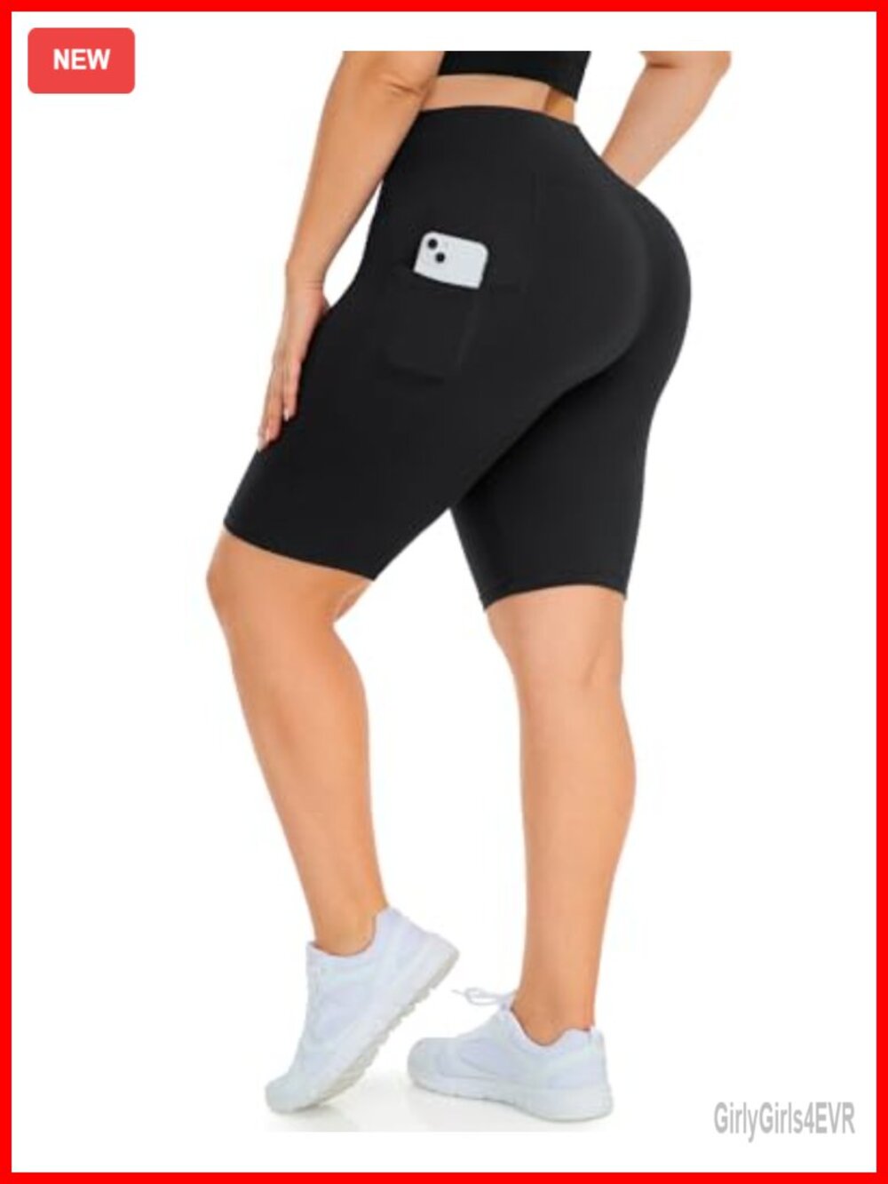 Plus Size Biker Shorts with Pockets High Waisted Tummy Control Yoga Workout